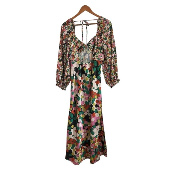 PORRIDGE x ANTHROPOLOGIE *Rare* Puff Sleeve Polka Dot Multicolor Maxi Dress - Picture 4 of 11